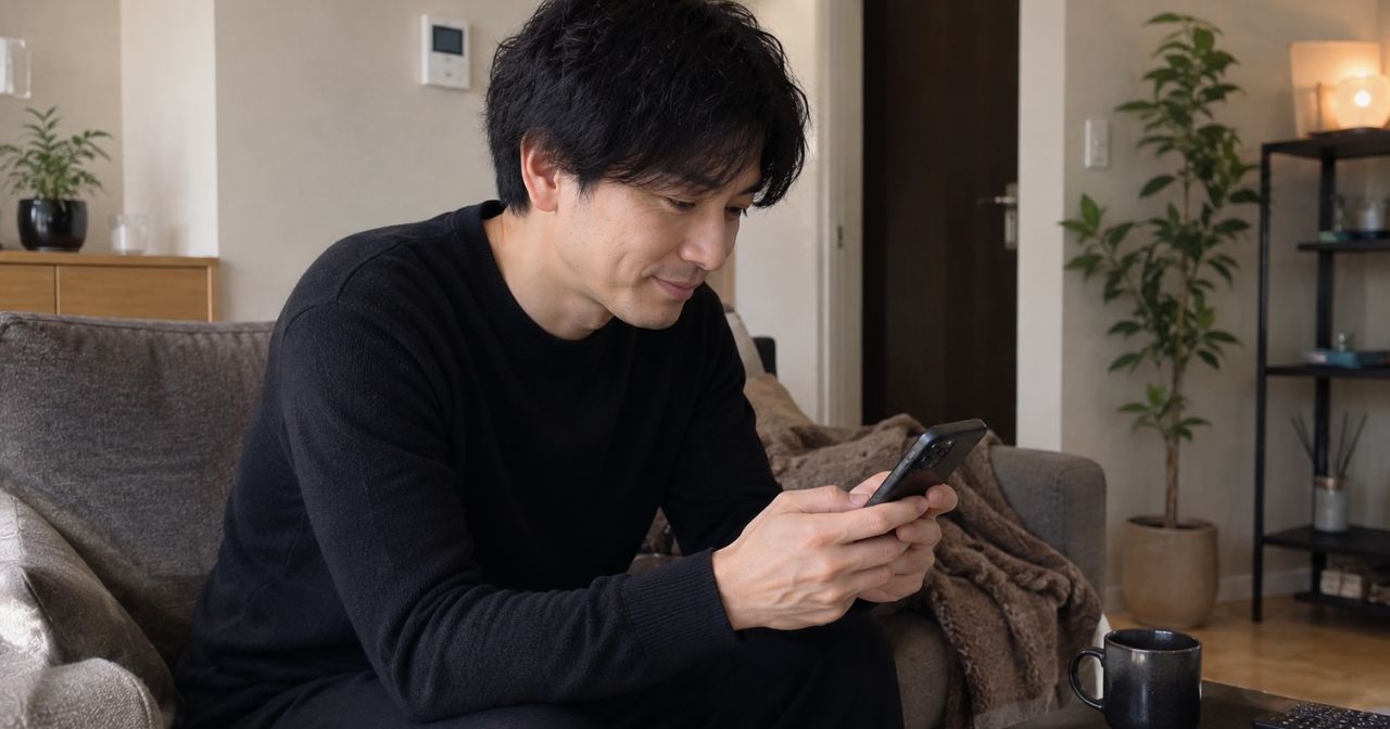 スマホを見る男性