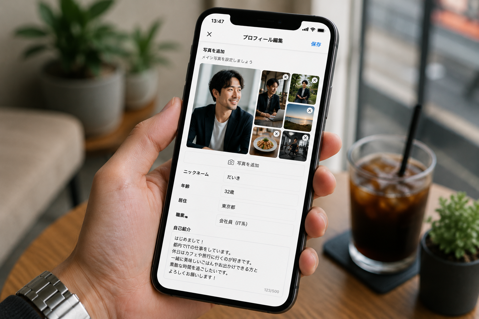 マッチングアプリのプロフィールを作成するイメージ